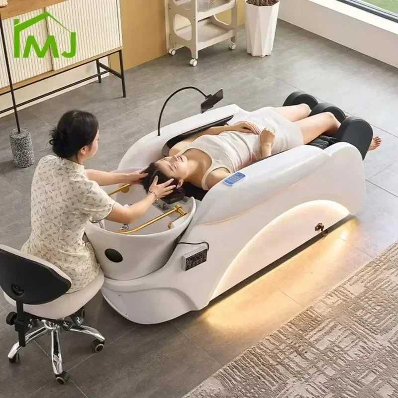 Manufacturer Hairdressing Salon Washing Head Spa Chair Electric Massage Shampoo Bed 2025