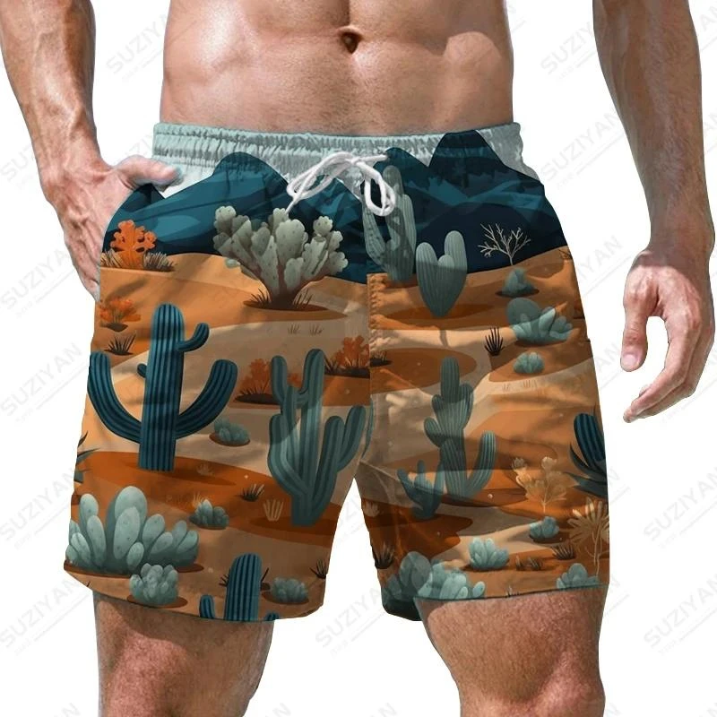 Summer Fashion New Design Art Print 3d Cactus Beach Shorts For Men Women Kids Casual Swimming Trunks Gym Board Ice Mens Shorts