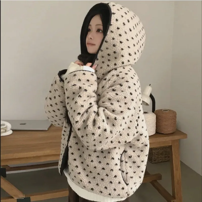 Autumn and Winter Korean Version Hooded Design Sense Loose Thickened Cotton Jacket Jacket