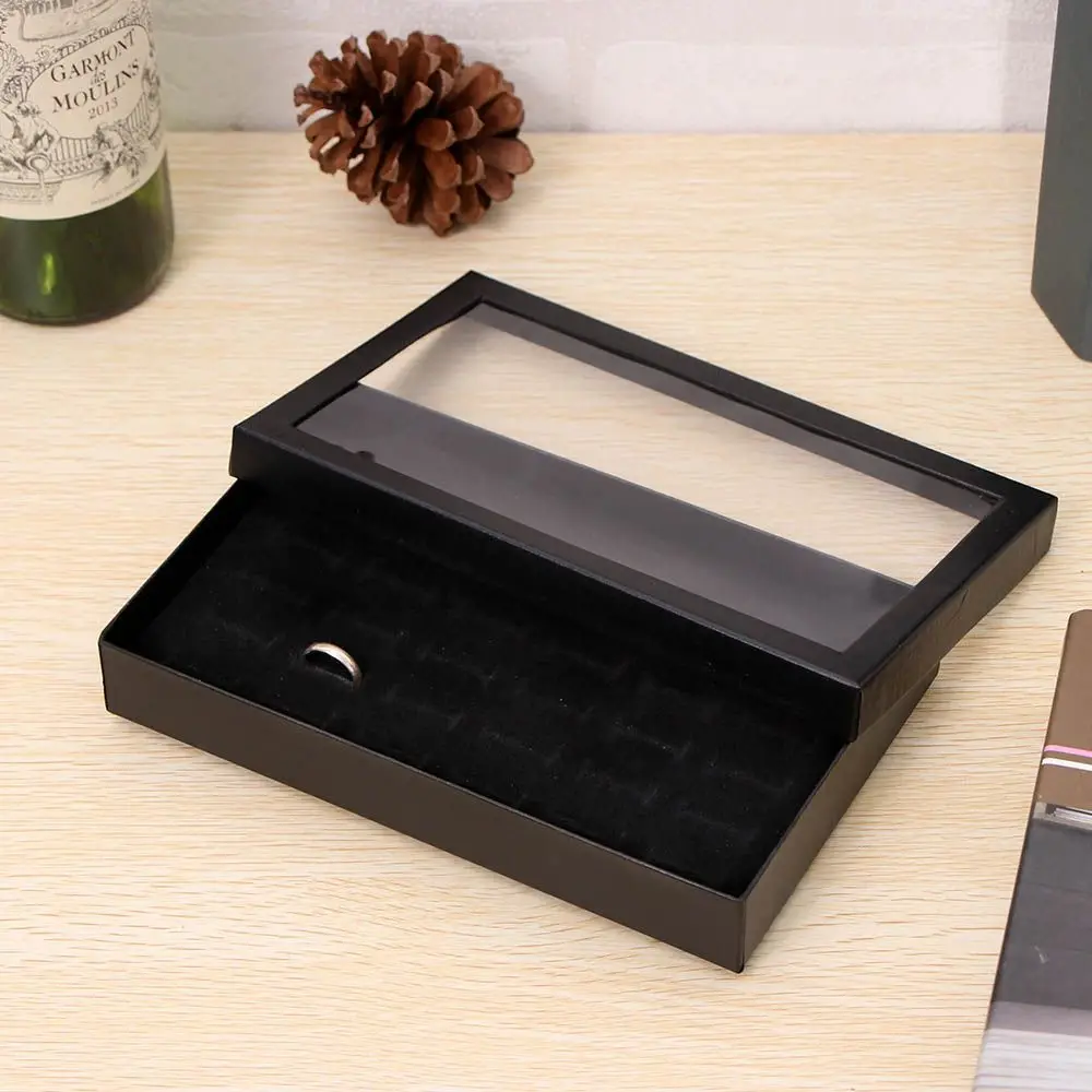 Show Case Container Ring Ear Stud Display Portable Jewelry Packaging Box 36 Slots Jewelry Organizer Holder Ring Storage Case