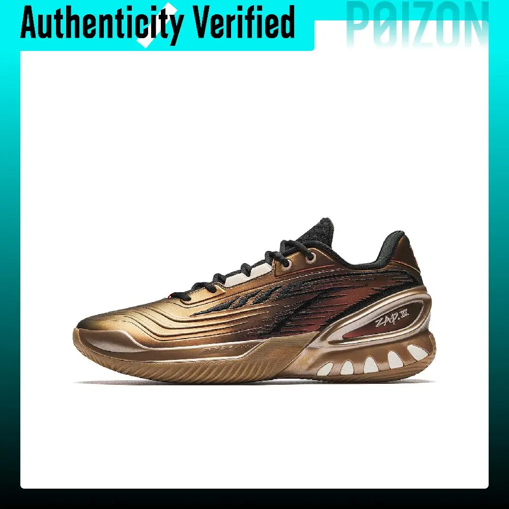 Anta Zap 3 Synthetic Leather Low top Basketball Shoes Men's Gold 912611110-3