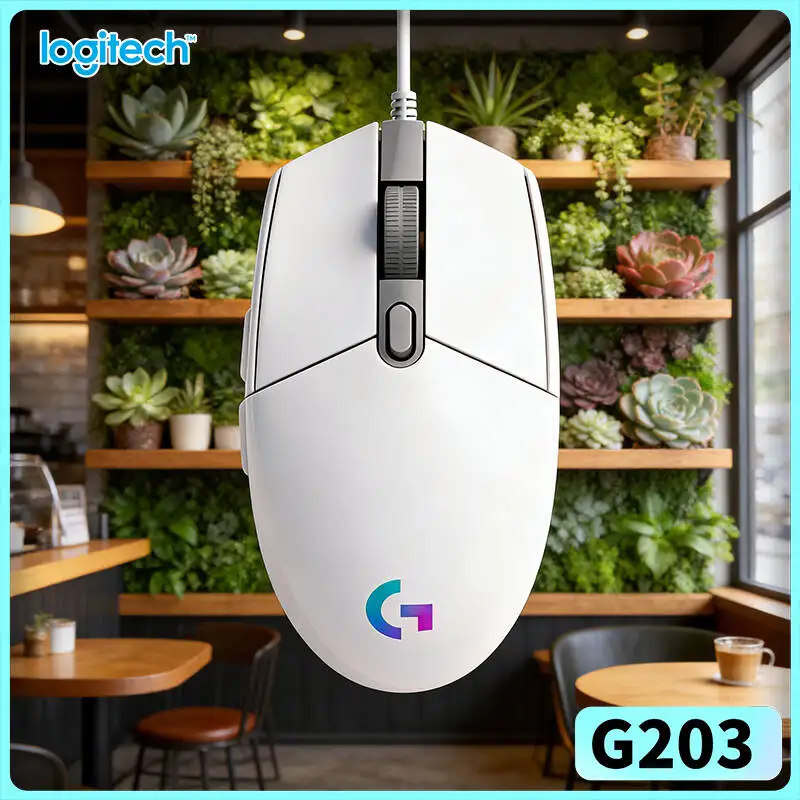 Logitech G203 Wired Gaming Mouse RGB Lighting 8000 DPI Adjustable 6 Buttons 1000Hz Polling 85g Lightweight Tough Reaction