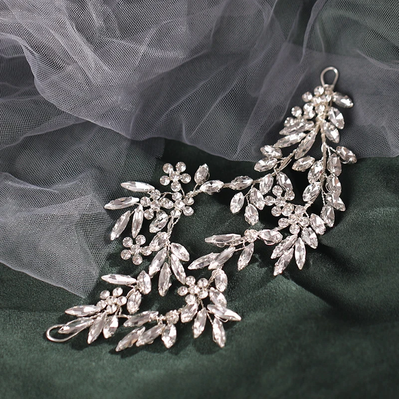 Silver Color Headbands Crystal Flower Hairband Bridal Wedding Hair Accessories Women Hair Vines Head Jewelry Handmade New Design