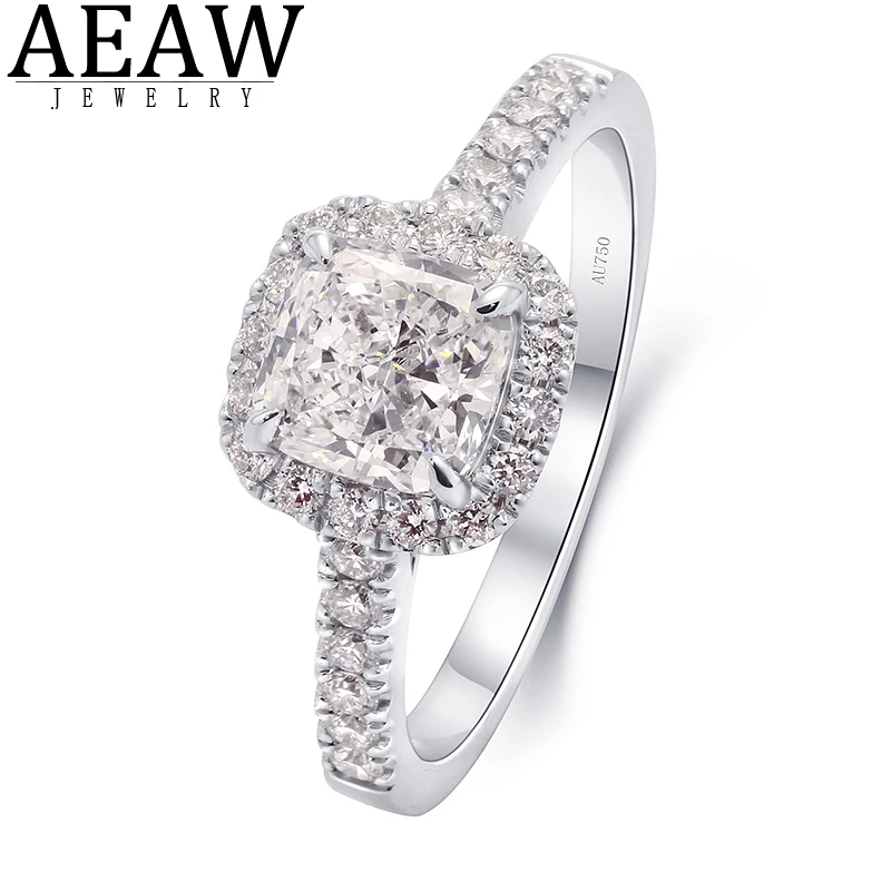 Cushion Cut 1ct EF VS HPHT CVD Lab Grown Diamond Real Solid 14K Gold Ring for Women Couple Wedding Promise Gift IGI