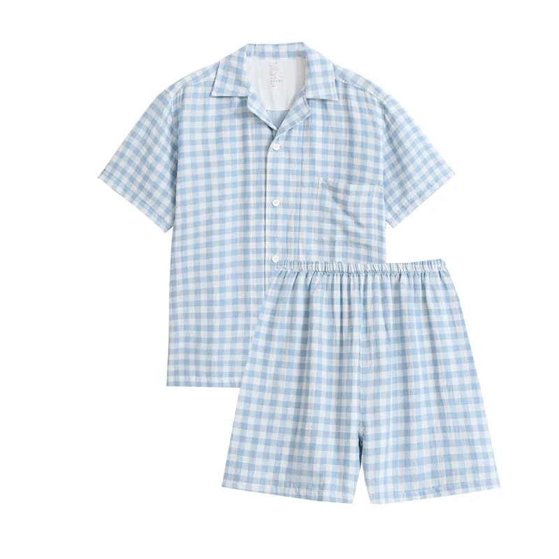 Japanese Style Women's Cotton Short Sleeve Shorts Pajamas Double Yarn Summer Loungewear Set Ultimate Comfort 2 Pieces XL Size