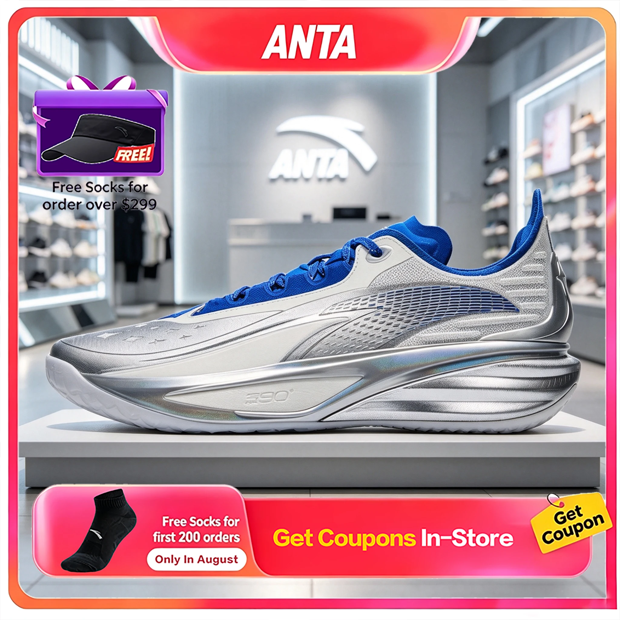 Anta Zhuiguang PRO LowTop Basketball Shoes Nitrogen90 AntiRollOver AntiSlip WearResistant Men Sneakers