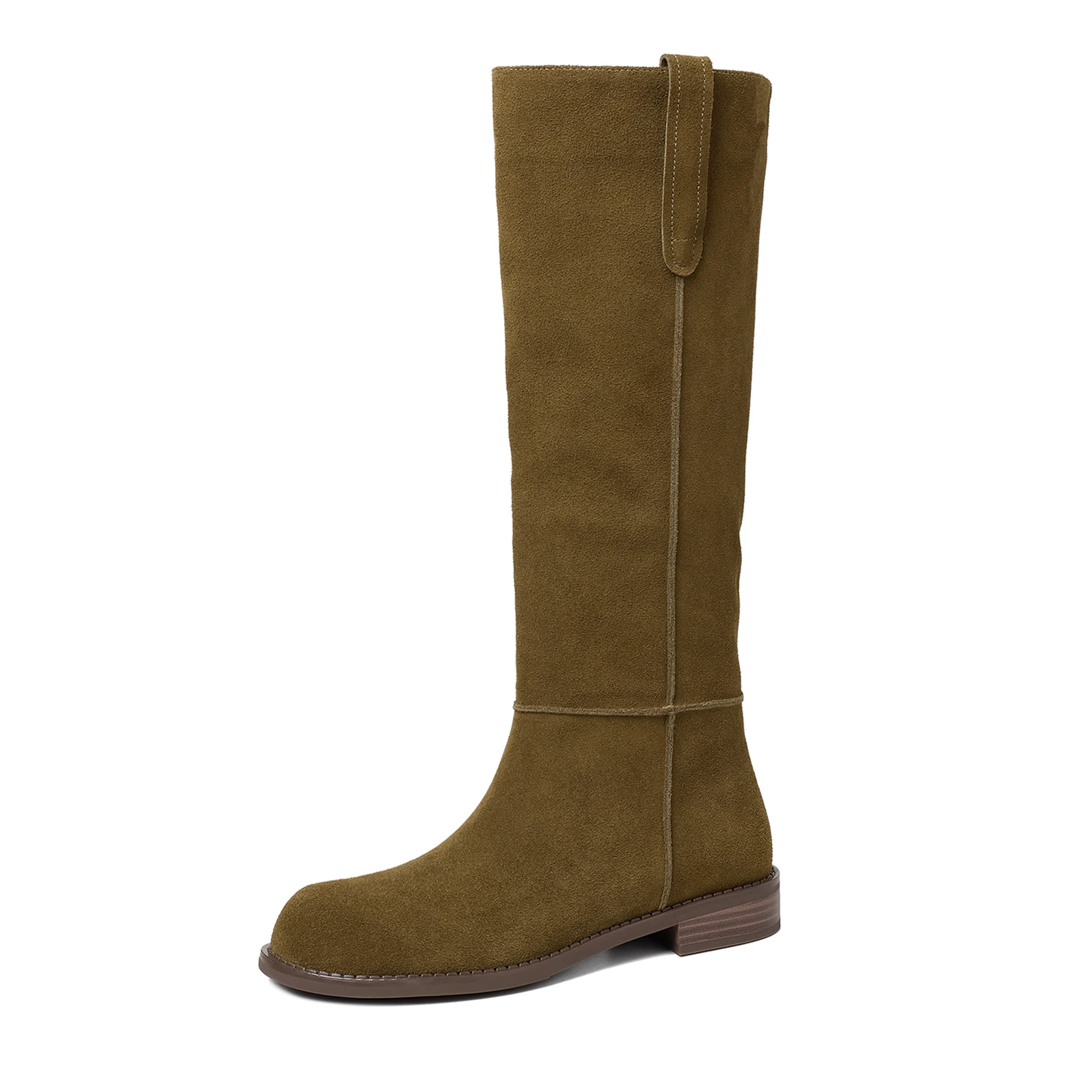 Cow Suede Modern Thigh High Riding Boots Dating Warm Winter Shoes Low Heels Concise Brand Catwalk Elegant Women Knee-high Boots
