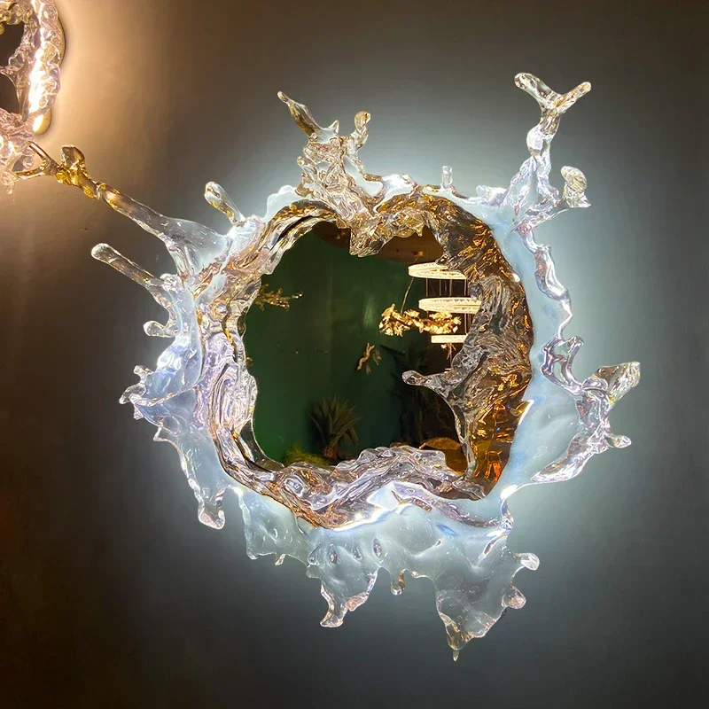 Water droplet mirror wall lamp LED porch decoration dreamy bedroom bathroom changing magic mirror wall lamp decorative light