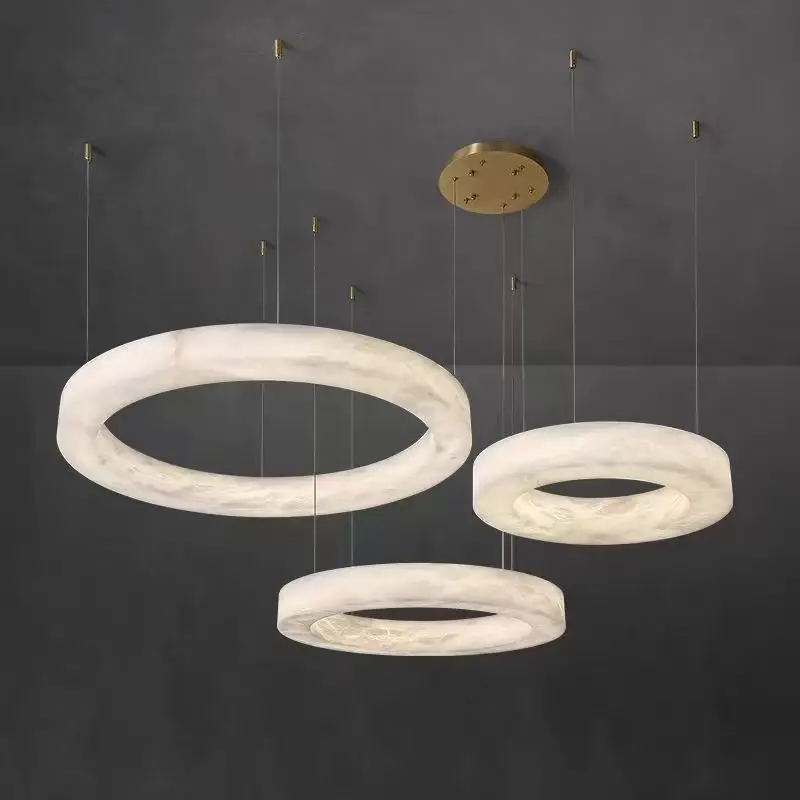 Luxury Designer All Copper Marble Pendant Light Living Room Modern Creative Dining Room Bedroom Study Attic Lighting Fixtures