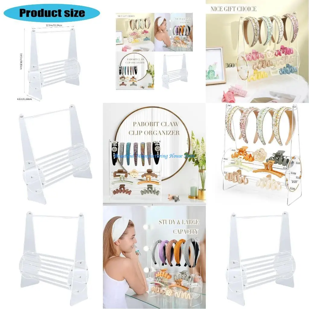 E56A Sturdy Acrylics Headband Storage Rack with Multiple Levels Designs for Organizing Hair Accessories and Jewelry