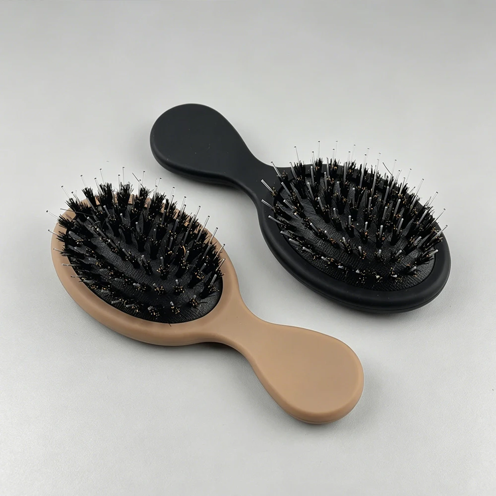 Hair Want Mini Size Matte Boar Bristle Hair Extension Brush with Nylon Teeth Hair Brush for Detangling Cushion Brush