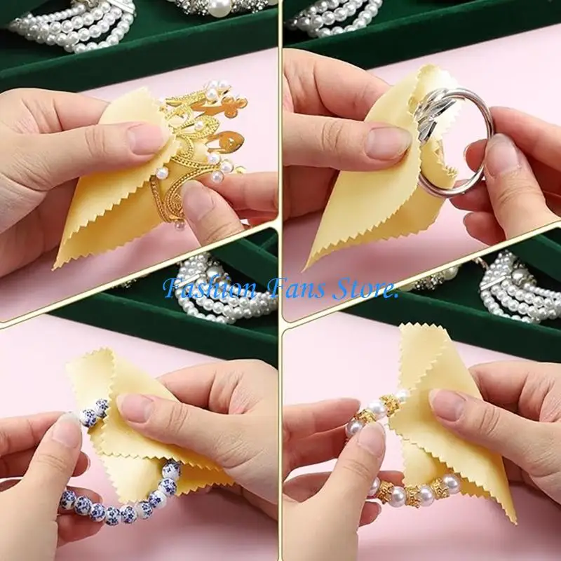  Pack of 50 Gentle Jewelry Polishing Cloths Remove Tarnish from Silver and Gold