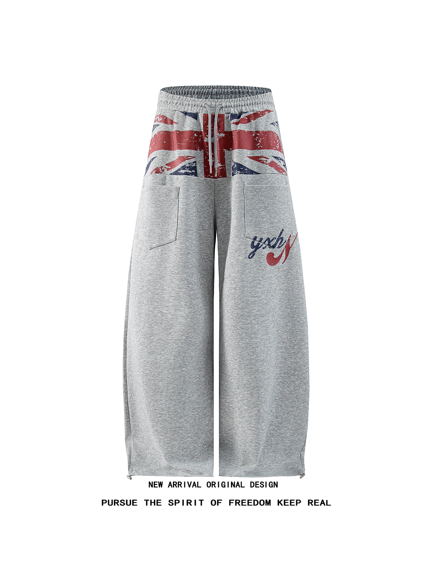 Men's Loose Casual Work Pants Spring Autumn American Retro Print Design Trousers Straight Leg Pants Fashionable All-Match