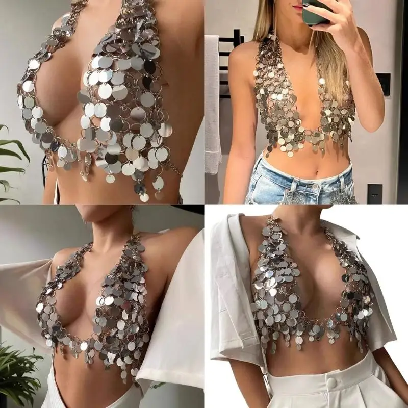 A52E Acrylic Body Vest Sequined Multiple Layer Safe for Skin