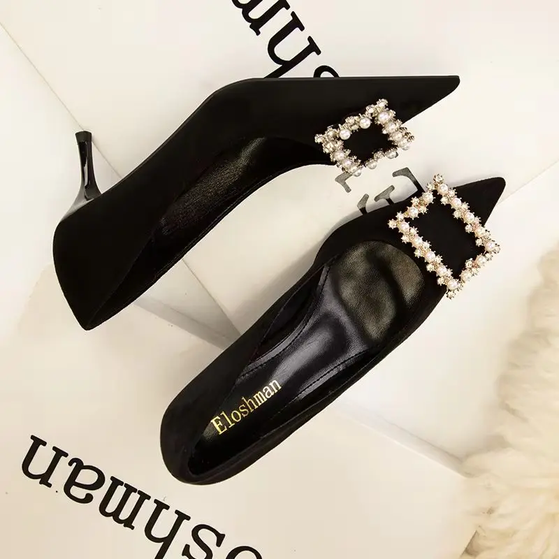 Womens Shoes 2025 Sexy Crystal Party Fashion Women Shoes High Heels Wedding Shoes Pearl Bride Shoes Pointed Toe Zapatos De Mujer