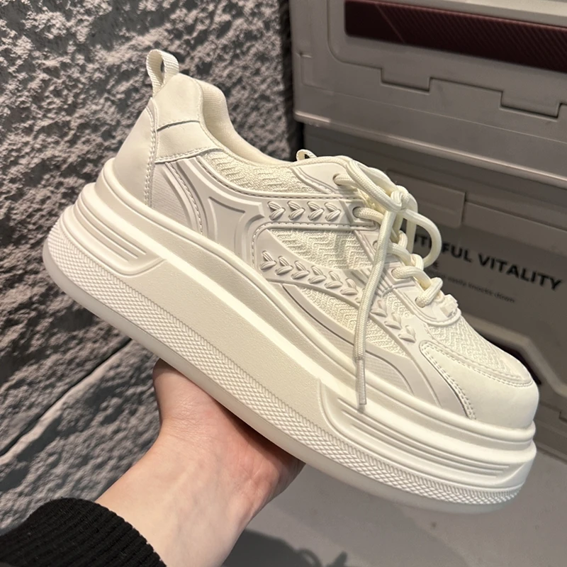 AIYUQI 2026 New Women's Sneakers Shoe Spring Thick-Soled Woven Casual Shoes Women Plus Size Flat Comfortable Girl Shoes
