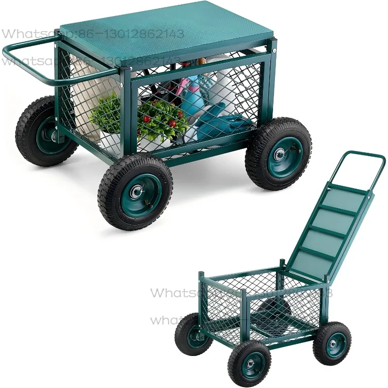 Tool Cart Roller Garden Work Seat Wheel Garden Rolling Car Stool Garden Trolley Storage