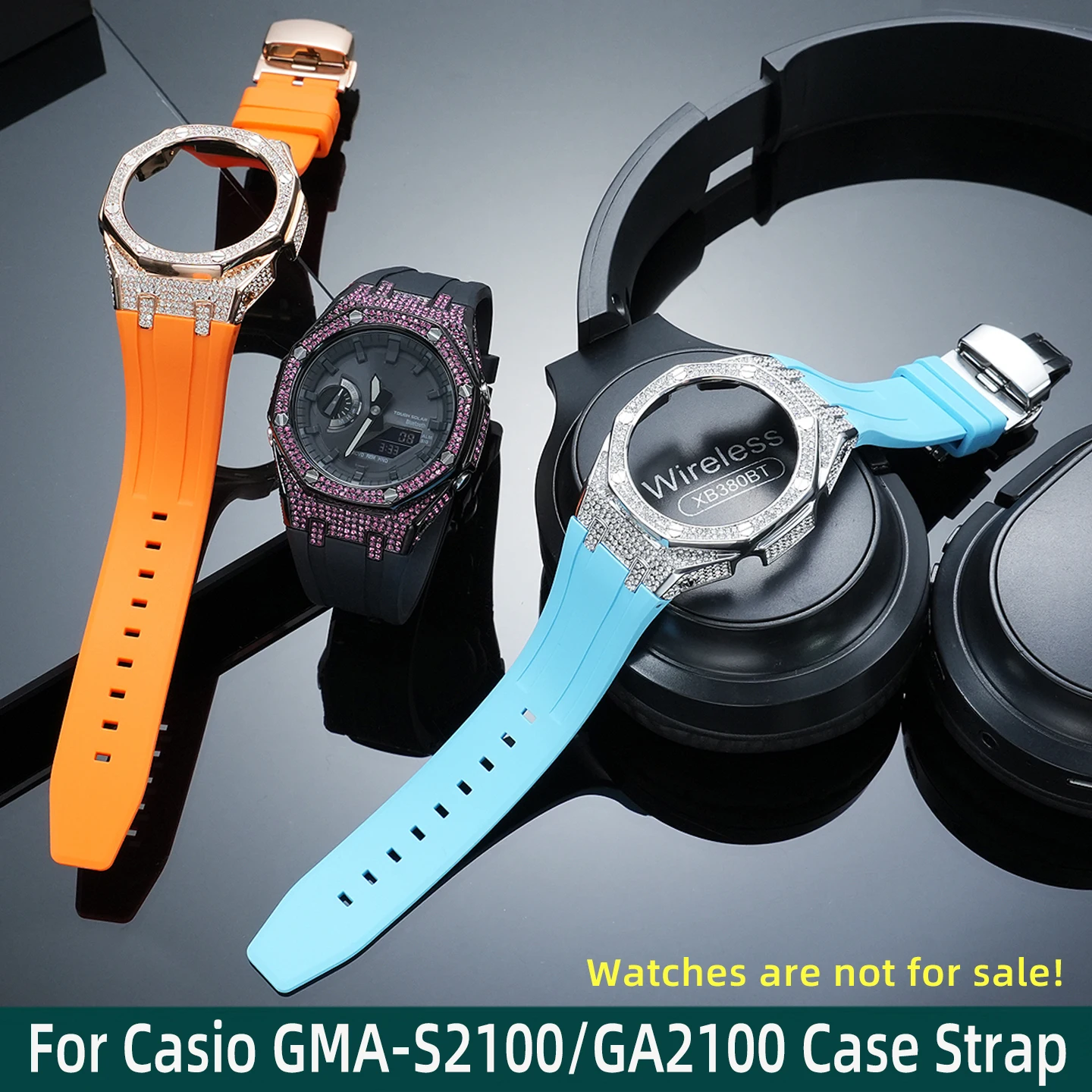 ga2100 Men's watch accessories, suitable for Casio farm oak GMA-S2100 fine steel case, GA-2100 waterproof fluororubber strap
