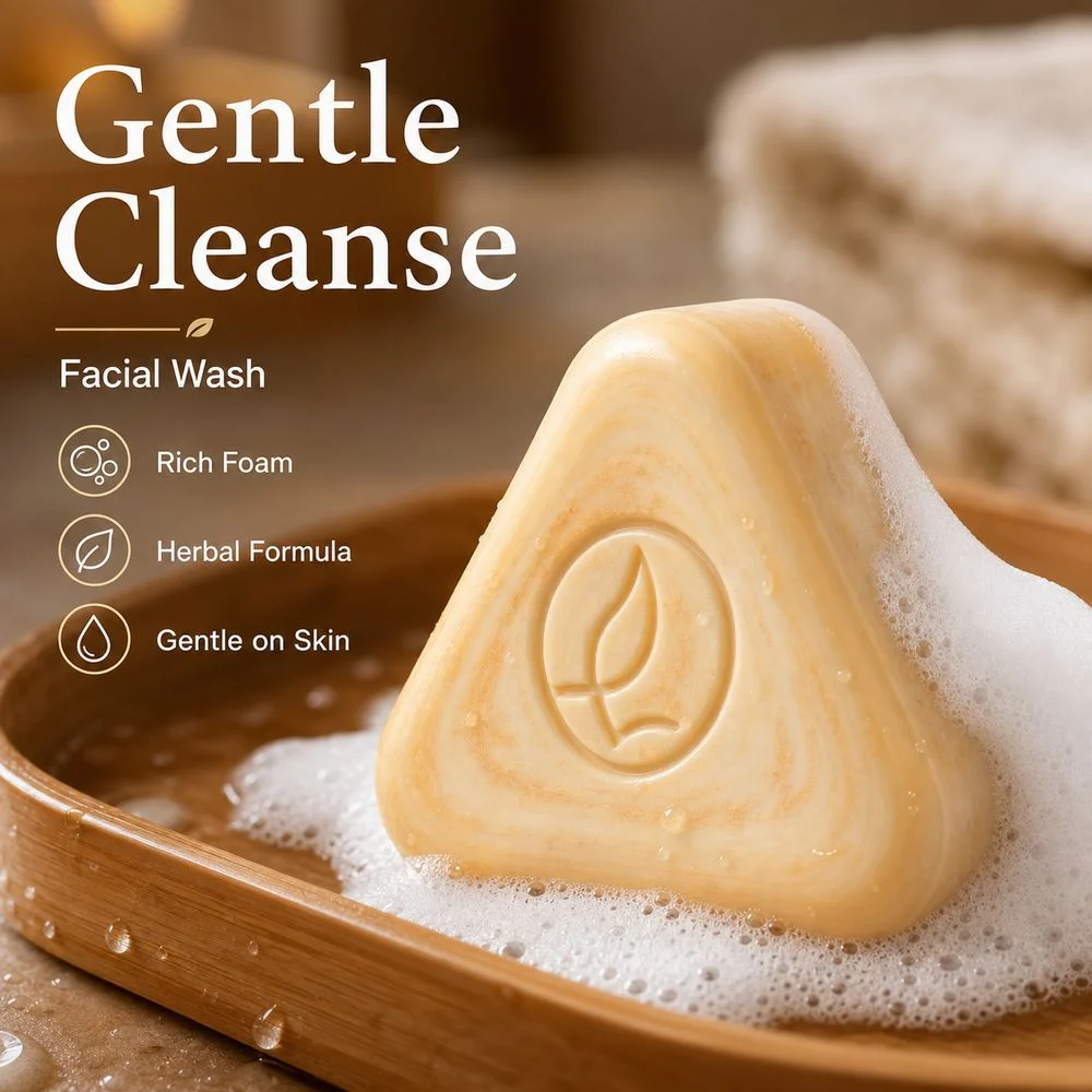 Coconut Oil Facial Cleansing Soap Oil Control Rich Lather Triangle Soap Bar Shea Butter Cold Pressed Triangle Cleansing Bar