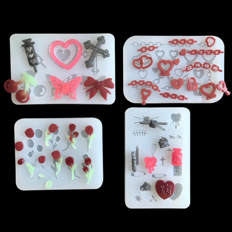 Epoxy Resin Casting Mold Bowknot Parts Quicksand Silicone Mold Pendant Jewelry Headdress Decoration Diy Craft Making