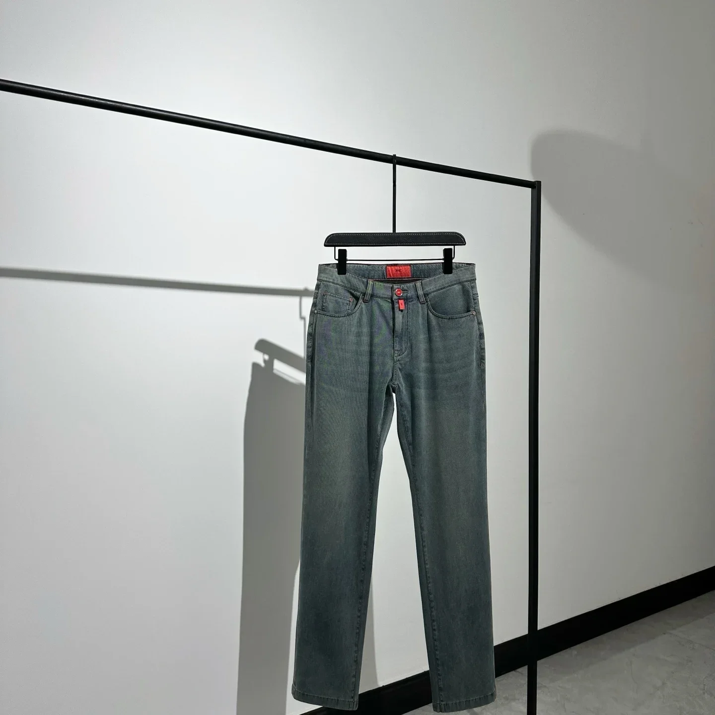 Kiton Italian Fashion Casual Fog Blue Grey Thin Denim Trousers
