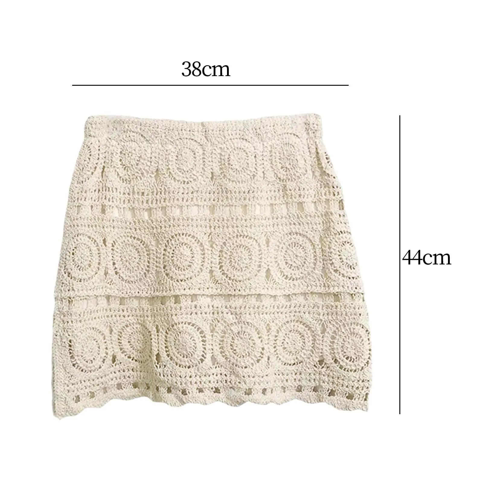 Women Summer Crochet Skirt High Waisted Hollow Out Knit Beach Cover Up Swimwear Short Skirt Casual Travel Fashion Clothes