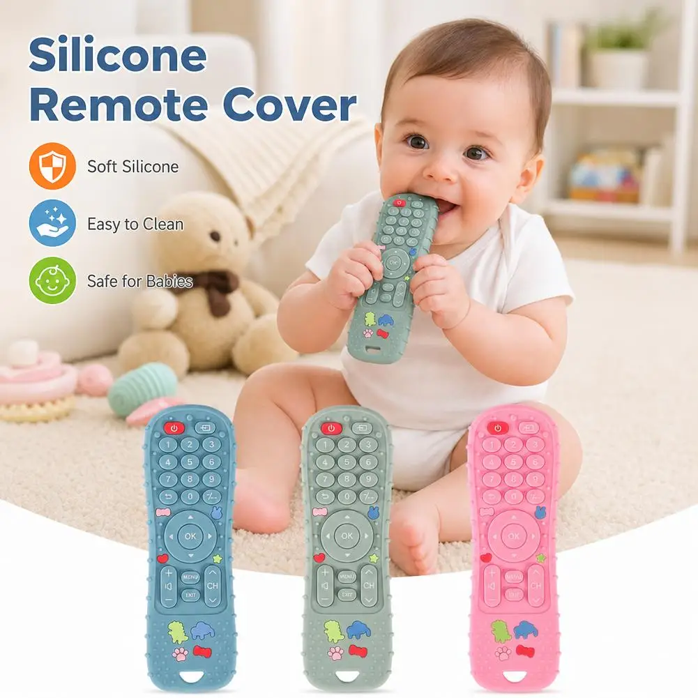 Baby Silicone Remote Control Teether Toys Baby Anti Hand Teether Children's Toys Cartoon Teether Stick Toy Gifts