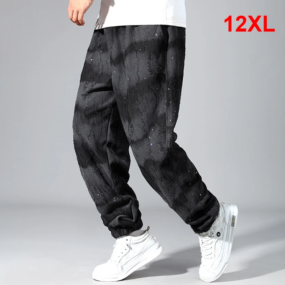 Jogger Pants Men Vintage Ripped Pants 12XL Plus Size Sweatpants Male Fashion Gradient Stripe Design Trousers Big Size 12XL