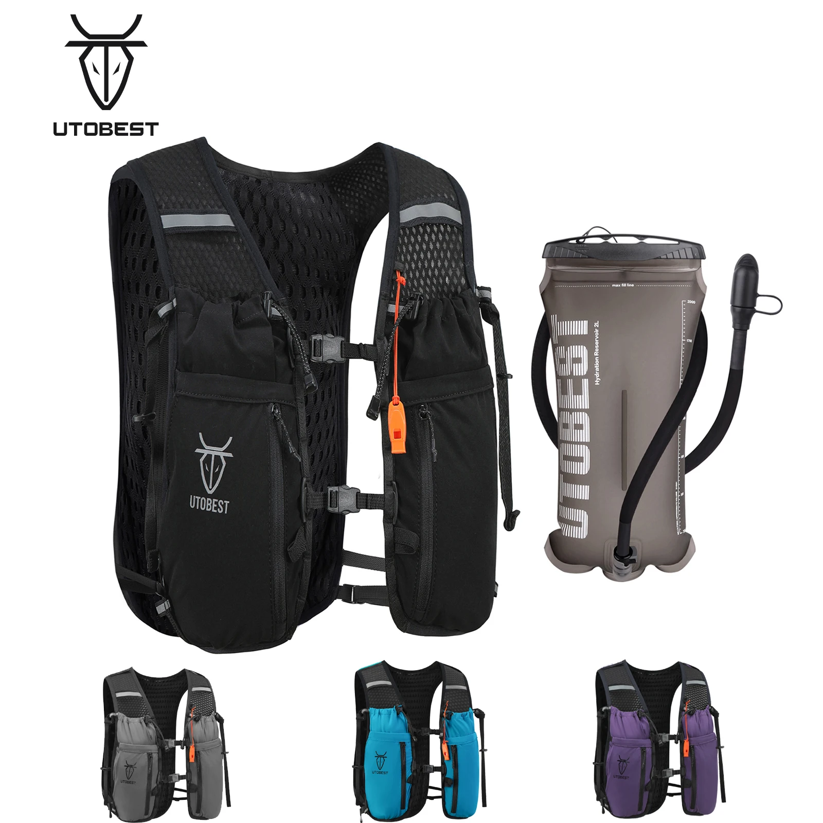 UTOBEST Trail Running Backpack 10L Ultra Lightweight Hydration Vest with 2L Water Bladder for Outdoor Hiking Cycling Marathon