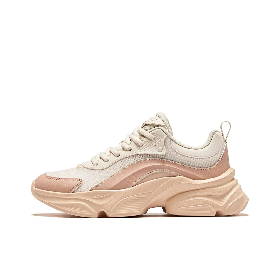 Erke Jade Rabbit Lite Height Increasing Slip Resistant Low top Casual Shoes Women's Eggnog Gray Mahogany Lip Color