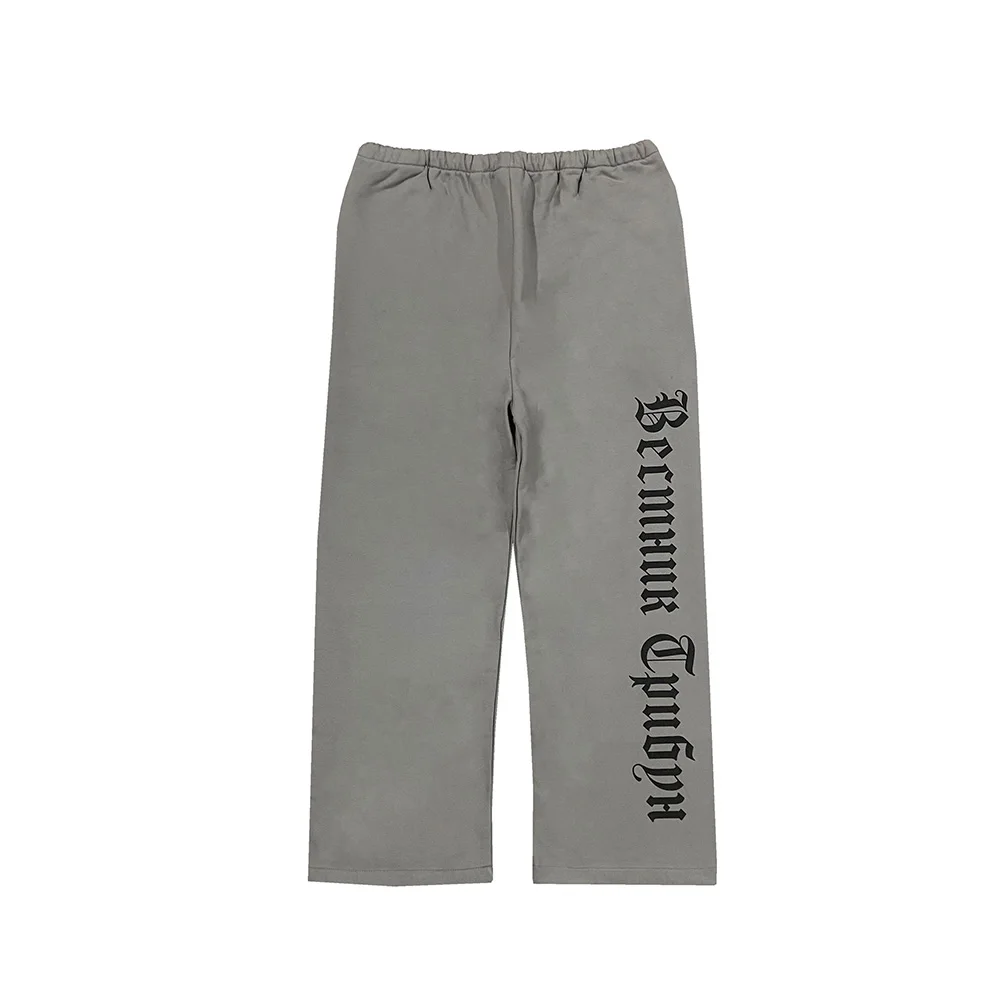 Sanskrit Print Terry Casaul Sweat Pants Mens Elastic Waist Loose Sport Pants Streetwear Drawstring Baggy Joggers Sweatpants