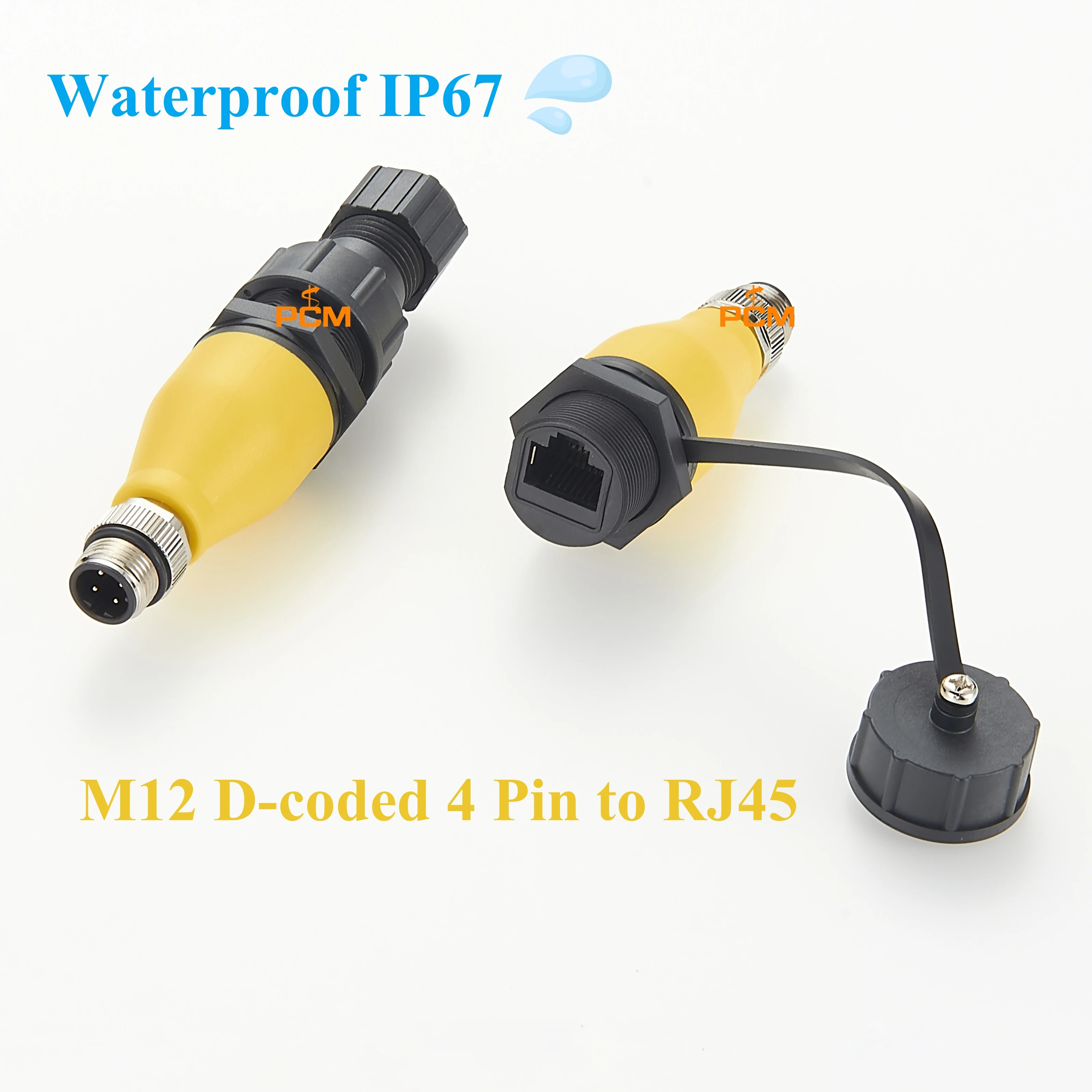 IP67 Waterproof M12 D-coded 4 Pin to RJ45 Panel Mount Adapter PROFINET Cable 100Mbps EtherNet Modbus TCP EtherCAT Connector