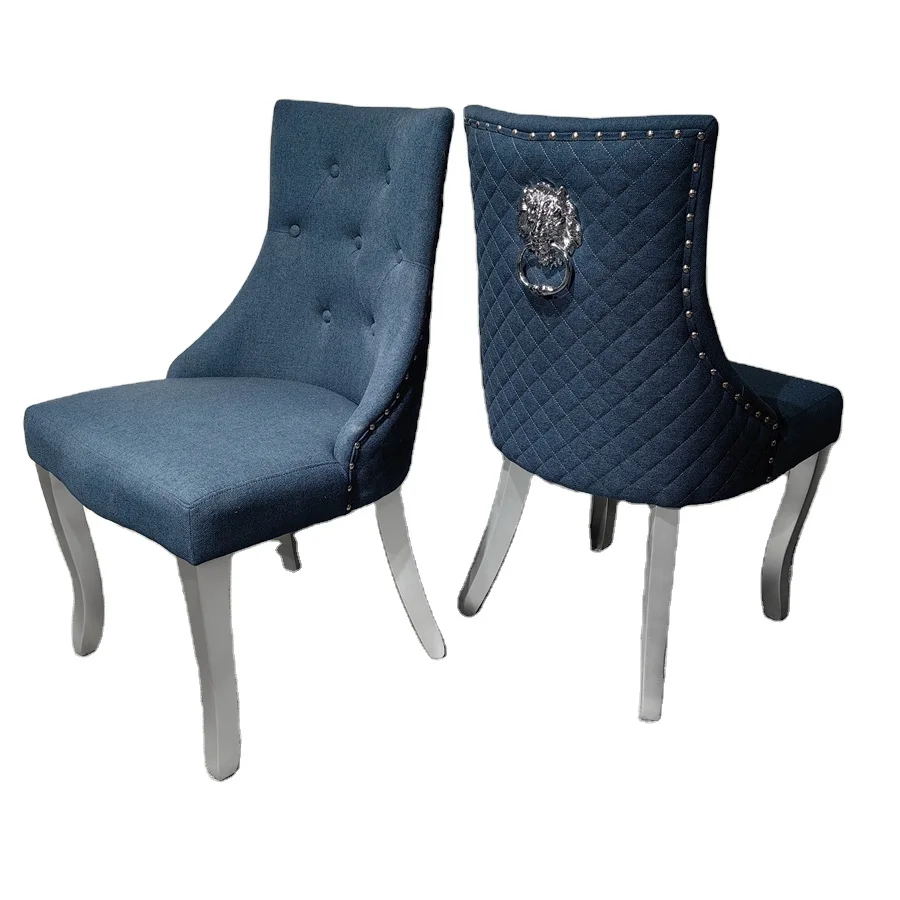 #Contemporary Convertible Rivet Design Dining Chair with Grey Velvet Upholstery for Home Hotel Restaurant Use