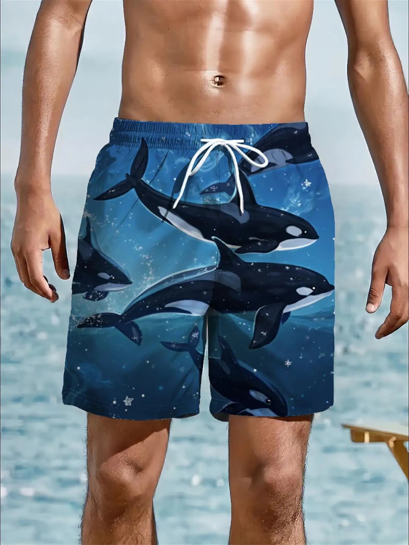 Tropical Blue White Abstract Brush Stroke Men Quick Dry Swim Trunks Summer Beach Board Shorts Surf Spa Cargo Shorts 2026