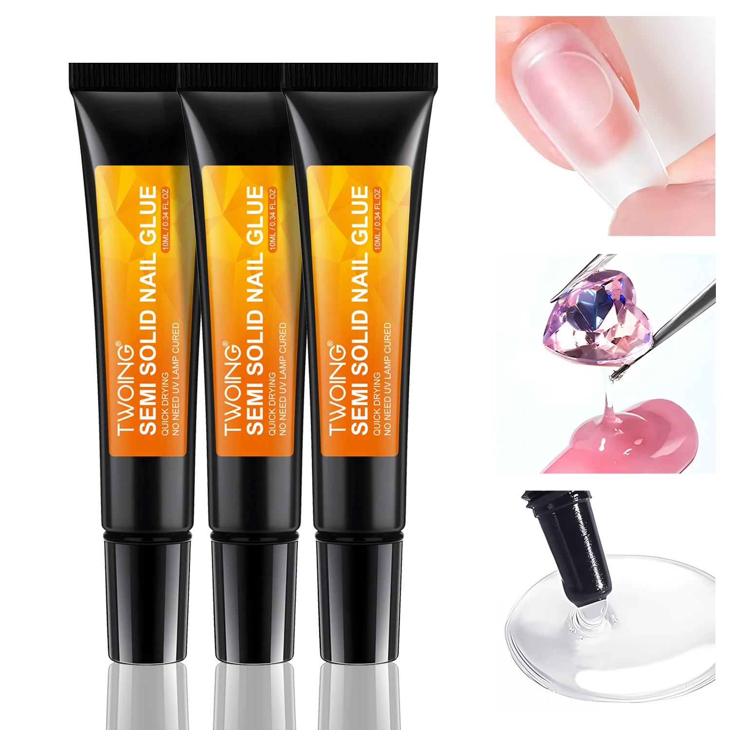 Quick-Dry Nail GlueSemi Solid Super Strong Adhesive For Press-On NailsRhinestonesAcrylic NailsFake NailNo Need UV/LED Cured