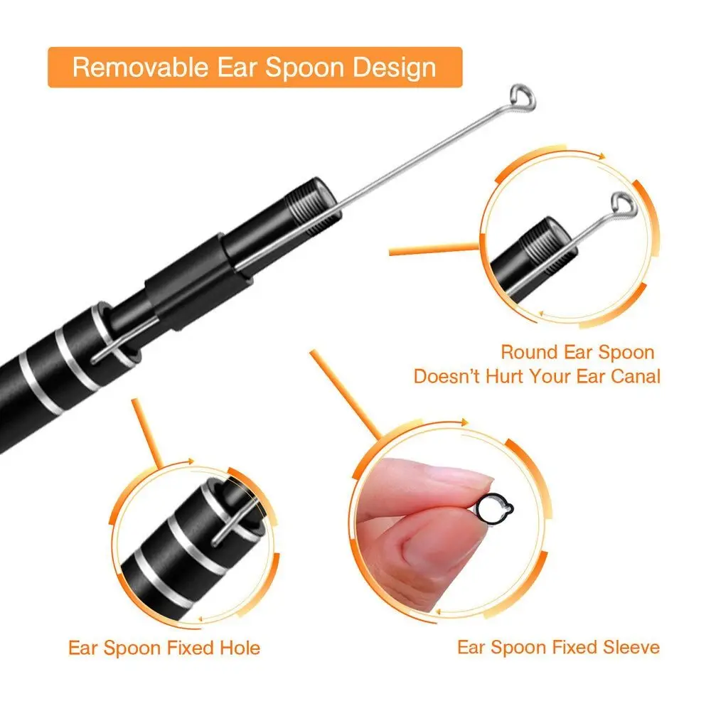 Ear Wax Removal Kit Borescope Mobile Otoscope Cleaning Ear Ear Pick LED Endoscope Camera Ear Camera Scope