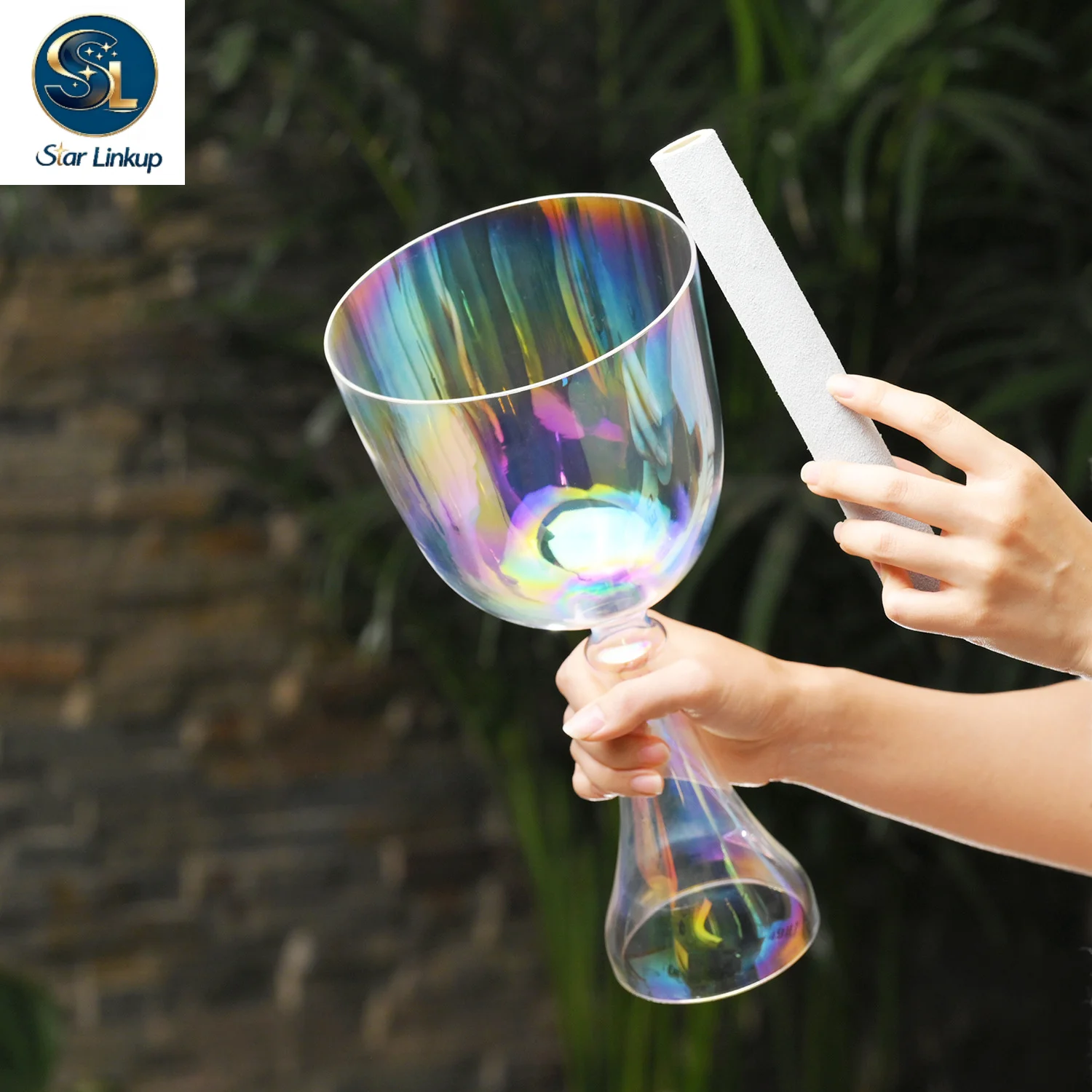 STAR LINKUP 78.5 Inch Transparent Rainbow Quartz Crystal Chalice Singing Bowl 432Hz/440Hz Note Sound Healing Chakra Balancing Yoga Meditation Sound Bath Percussion Instrument With Mallet