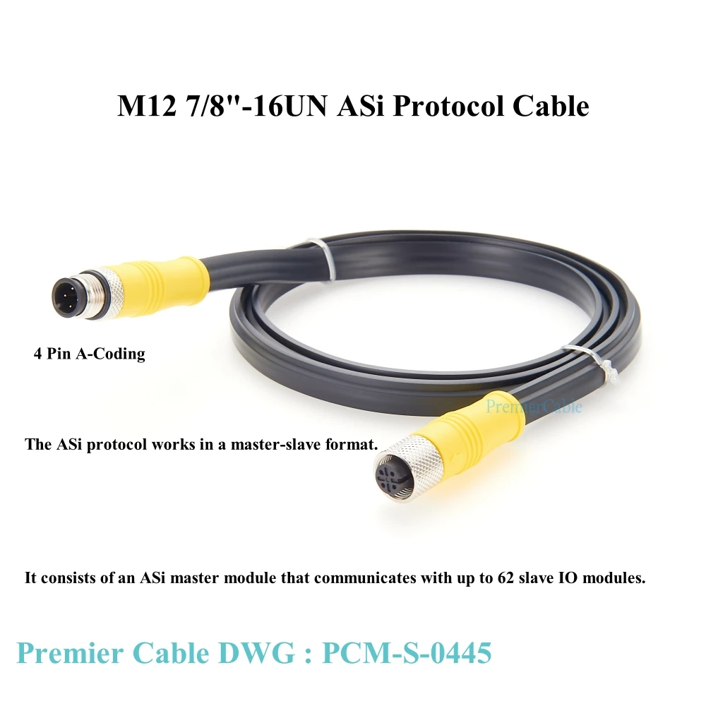 Micro-Change M12 4 Pin A Code Male to Female Converter Cable Actuator Sensor Interface Field Bus ASI Addressing Cable
