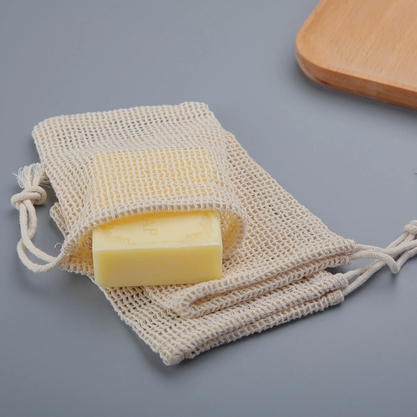 3 Pcs Natural Cotton Soap Saver Bag Eco-Friendly Handmade Lathering Mesh Soap Pouch for Bath Shower Body Cleansing Skincare