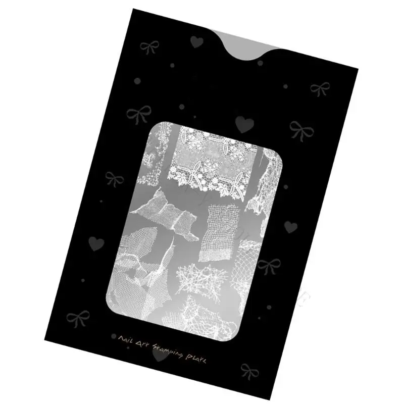 R7UF Stamp Plate for Lace and French Tip Designs, Stainless Steel Art Plate for Clear Detail Pickup in Salon or Home Use