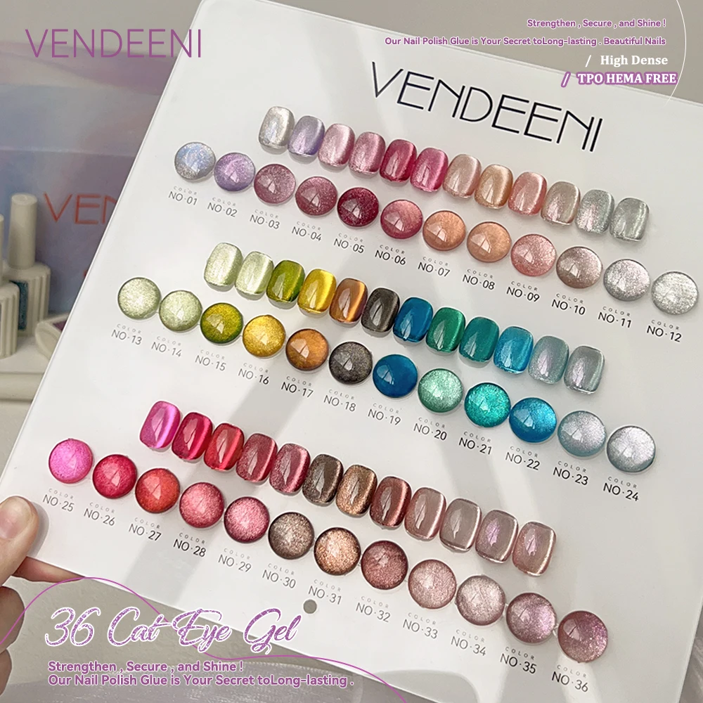 Vendeeni 36 Colors/Set Crystal Cat Eye Gel Nail Polish Magnetic UV LED Soak Off Gel Varnish Pink Red Cat Eye Gel With Display