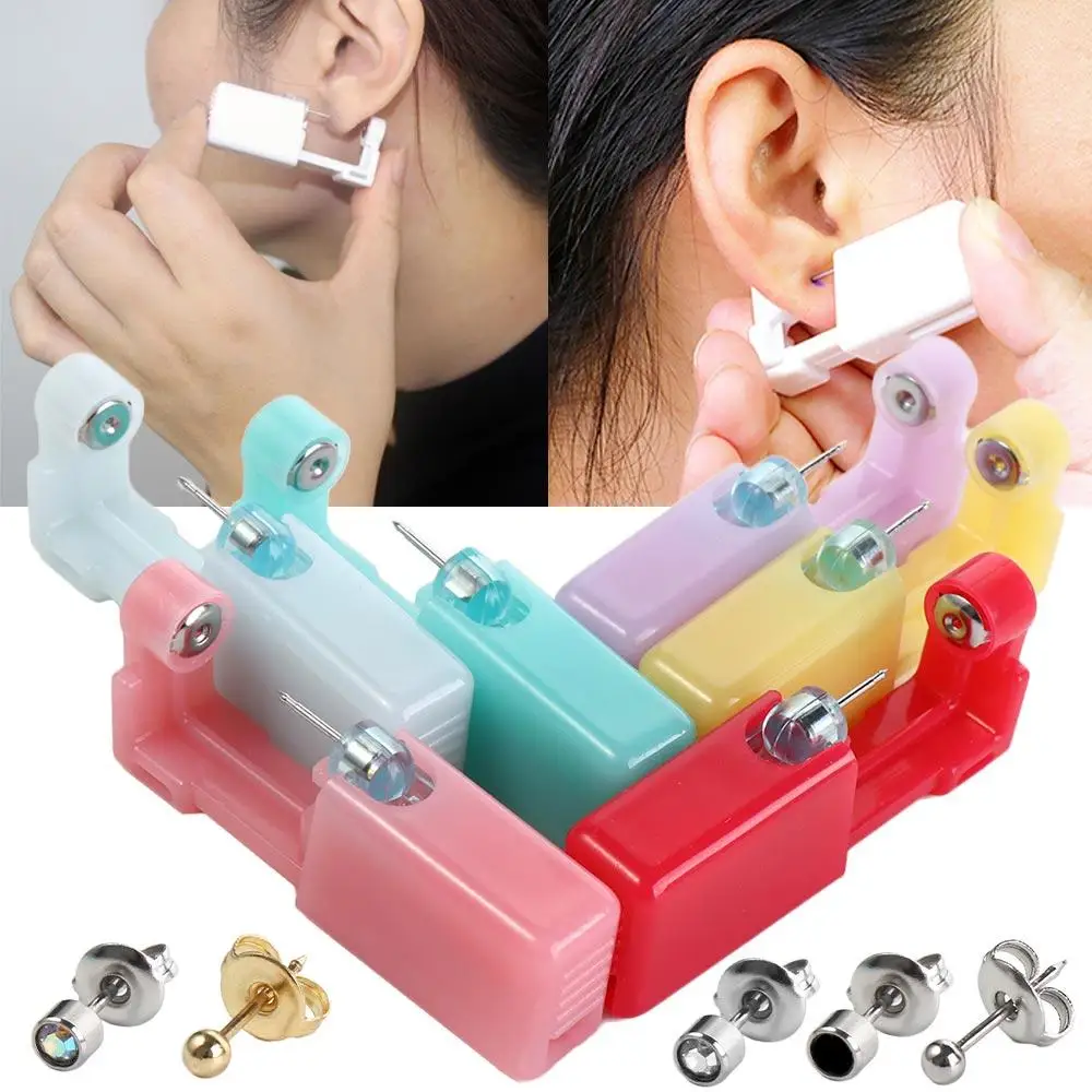 Safety Sterile Tragus Ear Cartilage Nose Earring Piercer Machine Disposable Nose Ear Piercing Tool Helix Piercing Steel