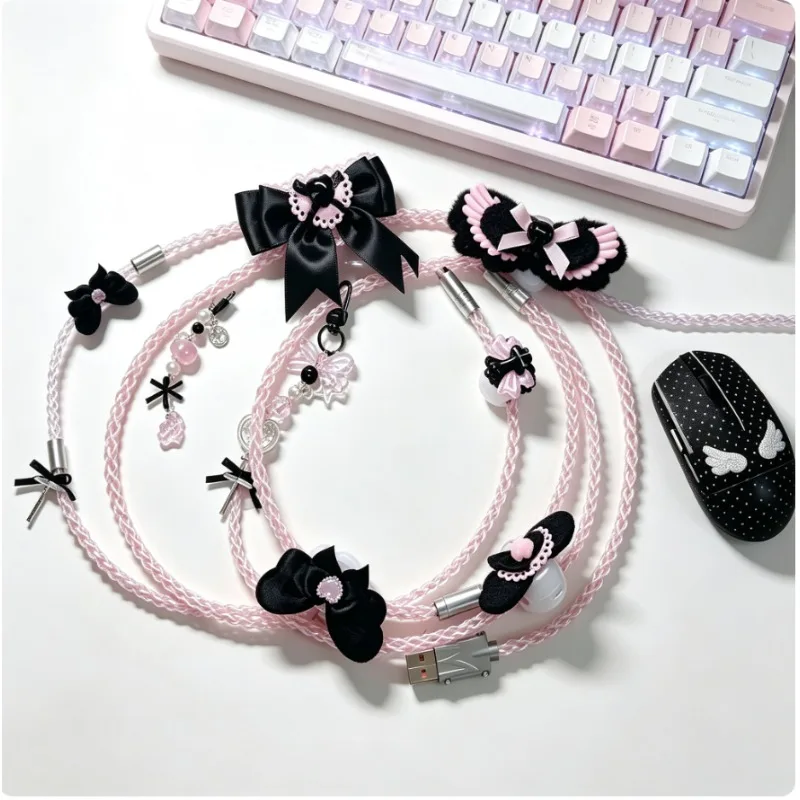 Customized 8k RGB Pilot Cable Single Crystal Copper Magnetic Axis Mechanical Keyboard Cable Desktop Decoration Accessories 1.3