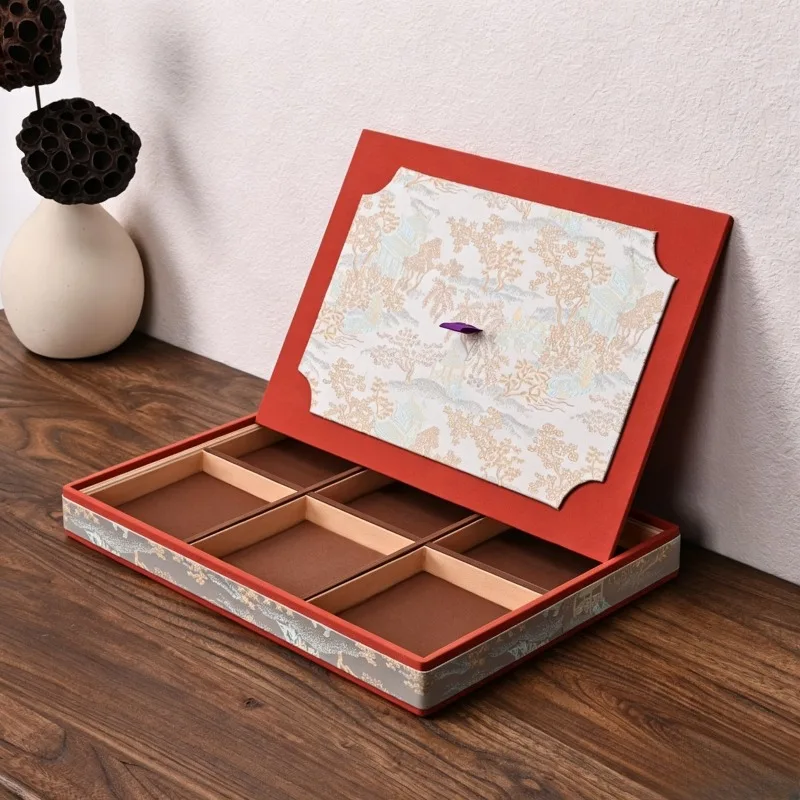 Retro Jewelry Box Counter Jade Bracelet Display Tray Portable Ring Earrings Storage Boxes Women Jewelry Organizer Case with Lid