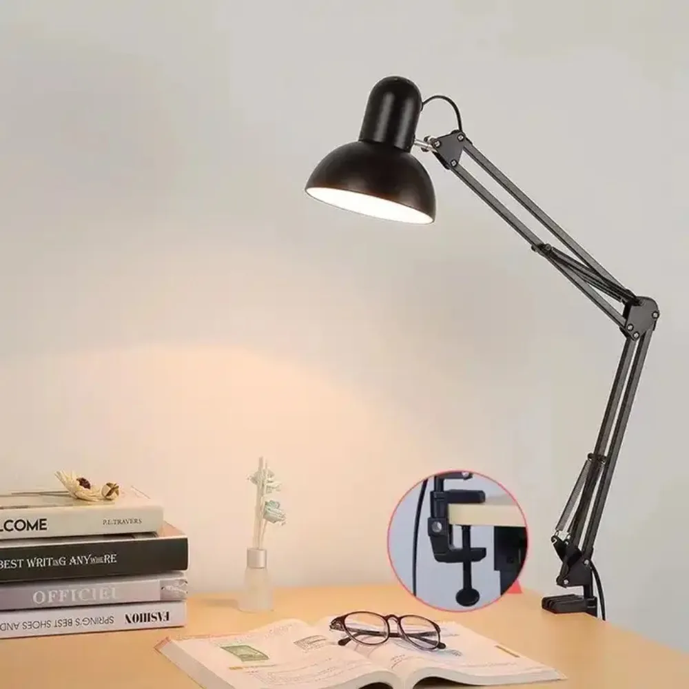 Multi-Joint Desk Lamp with Metal Clamp On/Off Switch Partially Adjustable Swing Arm Home Essentials Reading Light Office Decor