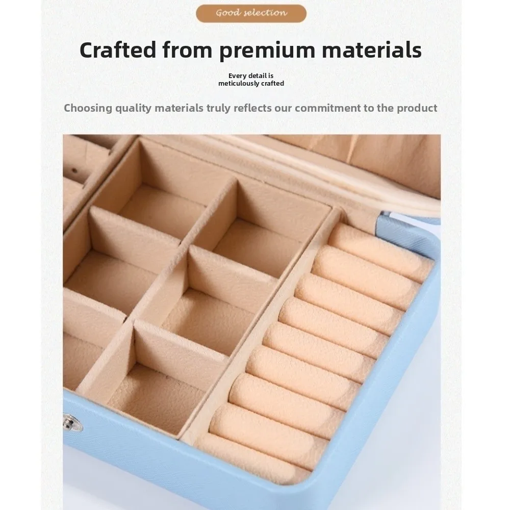 High-end Portable Jewelry Storage Box Large Capacity Double-layer Buttoned Jewelry Organizer Box Display Dustproof