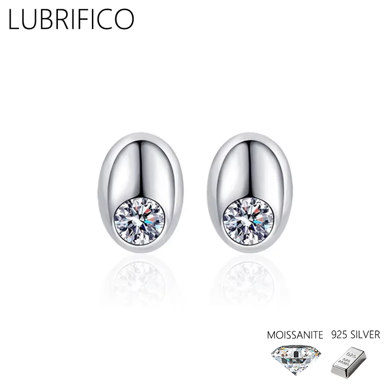 3.5mm Moissanite Stone Small Bean Studs Earrings 925 Sterling Silver Lad Diamond Earring For Women Fine Jewelry