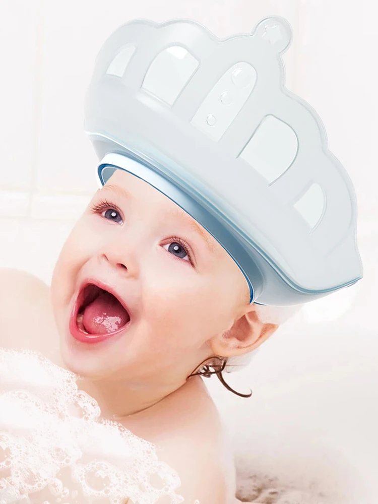 Baby Shower Caps Crown Shape Adjustable Shampoo Hair Washing Shield Hat Eye and Ear Protection Bath Visor for Kids Toddler