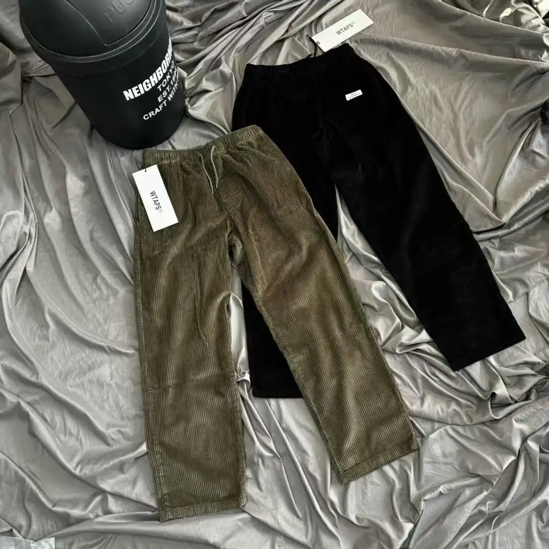 Japanese Style Corduroy Straight Leg Workwear Casual Trousers Loose plus Size Unisex Couples Style Comfortable Loose Fit Pants