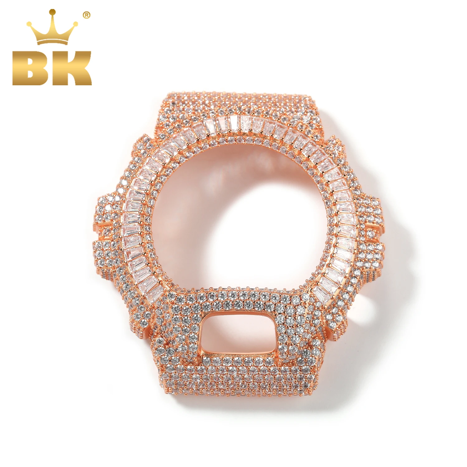 TBTK Hip Hop Iced Out Baguettecz Cut Moissanite Watch Bezel For DW6900 Full Paved Cubic Zirconia Replacement Cover Watch Case
